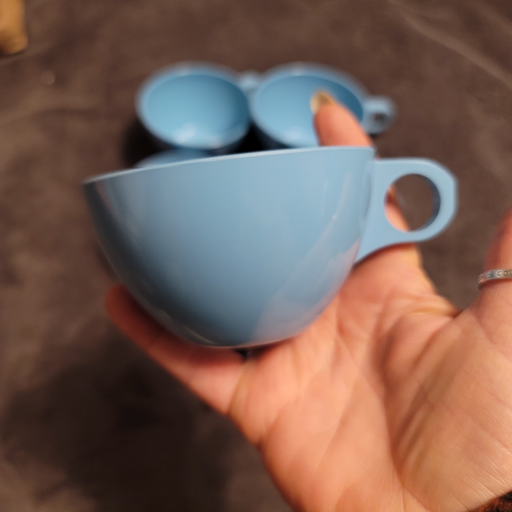 Vintage. Stetson Blue Melamine Coffee Cups.  Set Of 6